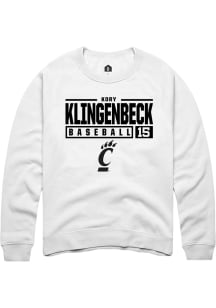 Kory Klingenbeck  Rally Cincinnati Bearcats Mens White NIL Stacked Box Long Sleeve Crew Sweatshi..