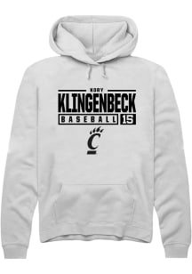 Kory Klingenbeck  Rally Cincinnati Bearcats Mens White NIL Stacked Box Long Sleeve Hoodie