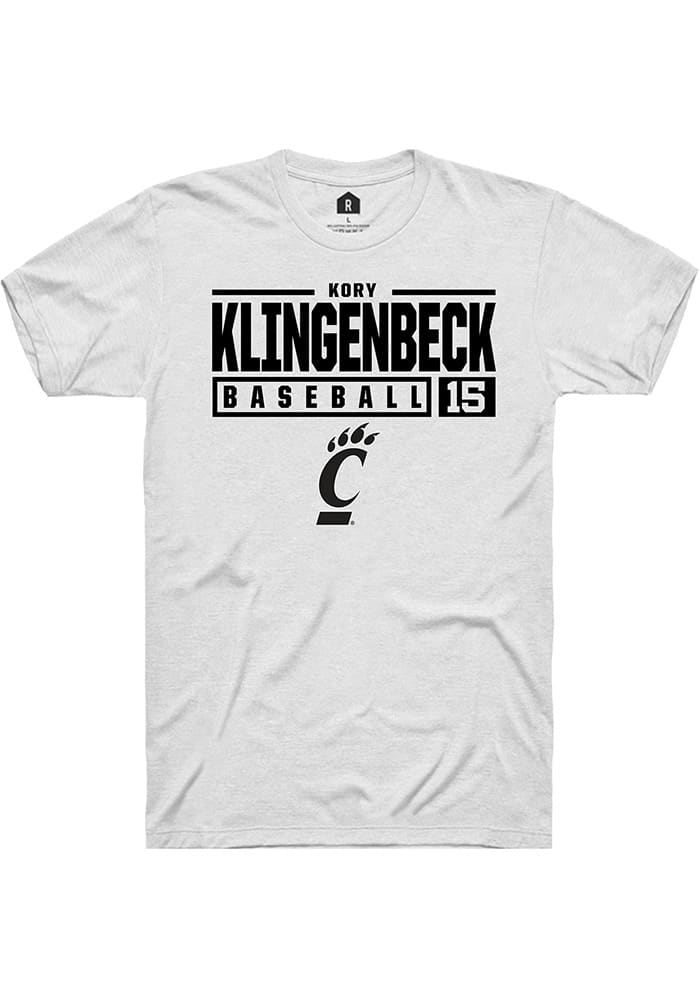 Kory Klingenbeck Cincinnati Bearcats White Rally NIL Stacked Box Short Sleeve T Shirt