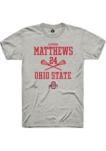 Gannon Matthews  Ohio State Buckeyes Ash Rally NIL Sport Icon Short Sleeve T Shirt