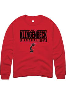 Kory Klingenbeck  Rally Cincinnati Bearcats Mens Red NIL Stacked Box Long Sleeve Crew Sweatshirt