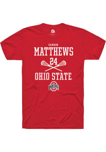 Gannon Matthews  Ohio State Buckeyes Red Rally NIL Sport Icon Short Sleeve T Shirt