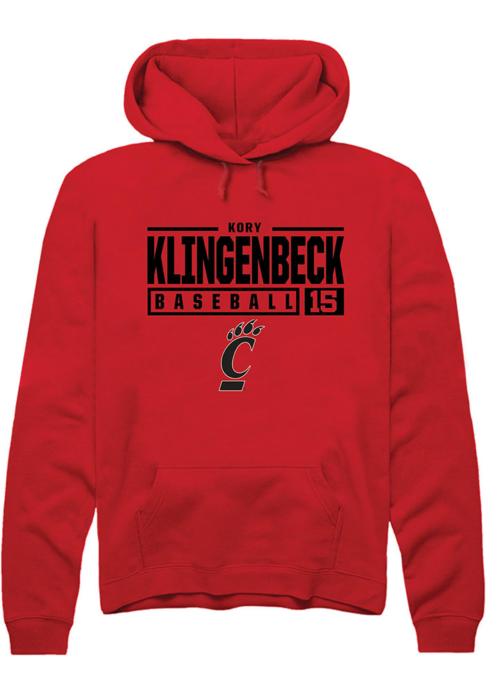 Kory Klingenbeck Rally Cincinnati Bearcats Mens Red NIL Stacked Box Long Sleeve Hoodie