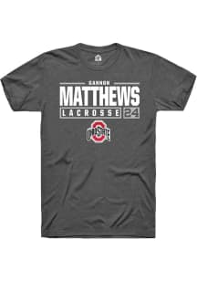 Gannon Matthews  Ohio State Buckeyes Dark Grey Rally NIL Stacked Box Short Sleeve T Shirt