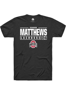 Gannon Matthews  Ohio State Buckeyes Black Rally NIL Stacked Box Short Sleeve T Shirt