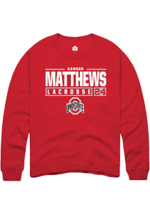 Gannon Matthews  Rally Ohio State Buckeyes Mens Red NIL Stacked Box Long Sleeve Crew Sweatshirt