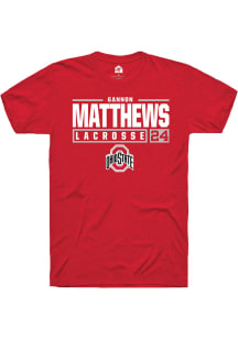 Gannon Matthews  Ohio State Buckeyes Red Rally NIL Stacked Box Short Sleeve T Shirt