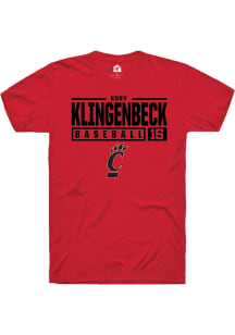 Kory Klingenbeck  Cincinnati Bearcats Red Rally NIL Stacked Box Short Sleeve T Shirt