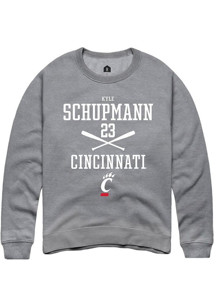 Kyle Schupmann Rally Cincinnati Bearcats Mens Grey NIL Sport Icon Long Sleeve Crew Sweatshirt