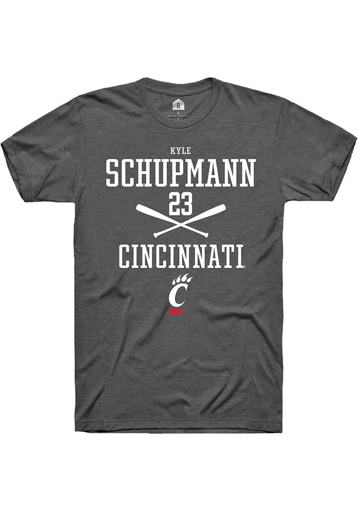 Kyle Schupmann Cincinnati Bearcats Grey Rally NIL Sport Icon Short Sleeve T Shirt