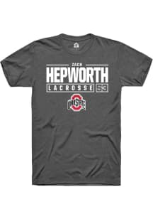 Zach Hepworth  Ohio State Buckeyes Dark Grey Rally NIL Stacked Box Short Sleeve T Shirt