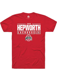 Zach Hepworth  Ohio State Buckeyes Red Rally NIL Stacked Box Short Sleeve T Shirt