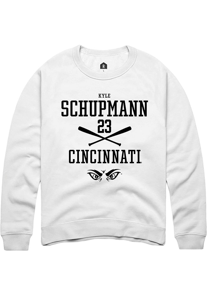 Kyle Schupmann Rally Cincinnati Bearcats Mens White NIL Sport Icon Long Sleeve Crew Sweatshirt