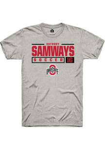 Anthony Samways  Ohio State Buckeyes Ash Rally NIL Stacked Box Short Sleeve T Shirt