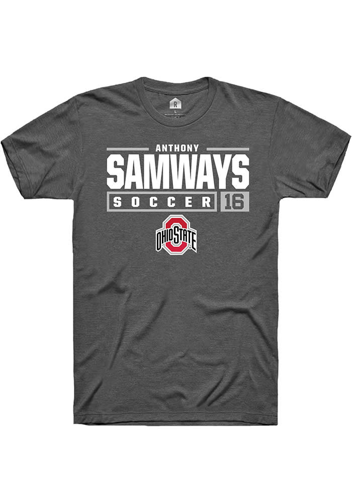 Anthony Samways  Ohio State Buckeyes Dark Grey Rally NIL Stacked Box Short Sleeve T Shirt