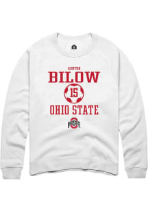 Ashton Bilow  Rally Ohio State Buckeyes Mens White NIL Sport Icon Long Sleeve Crew Sweatshirt