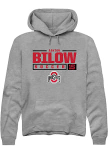 Ashton Bilow  Rally Ohio State Buckeyes Mens Graphite NIL Stacked Box Long Sleeve Hoodie