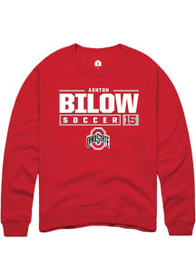 Ashton Bilow  Rally Ohio State Buckeyes Mens Red NIL Stacked Box Long Sleeve Crew Sweatshirt