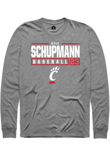 Kyle Schupmann  Cincinnati Bearcats Graphite Rally NIL Stacked Box Long Sleeve T Shirt