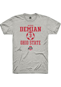 Nathan Demian  Ohio State Buckeyes Ash Rally NIL Sport Icon Short Sleeve T Shirt