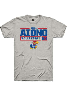 Aisha Aiono  Kansas Jayhawks Ash Rally NIL Stacked Box Short Sleeve T Shirt