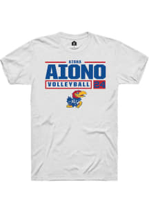 Aisha Aiono  Kansas Jayhawks White Rally NIL Stacked Box Short Sleeve T Shirt