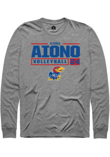 Aisha Aiono  Kansas Jayhawks Graphite Rally NIL Stacked Box Long Sleeve T Shirt