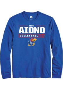 Aisha Aiono  Kansas Jayhawks Blue Rally NIL Stacked Box Long Sleeve T Shirt