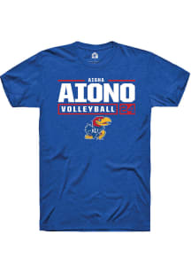 Aisha Aiono  Kansas Jayhawks Blue Rally NIL Stacked Box Short Sleeve T Shirt