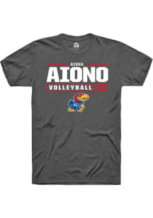 Aisha Aiono  Kansas Jayhawks Dark Grey Rally NIL Stacked Box Short Sleeve T Shirt