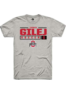 Thomas Gilej  Ohio State Buckeyes Ash Rally NIL Stacked Box Short Sleeve T Shirt