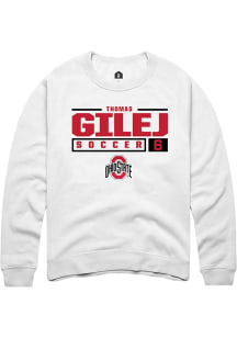 Thomas Gilej  Rally Ohio State Buckeyes Mens White NIL Stacked Box Long Sleeve Crew Sweatshirt