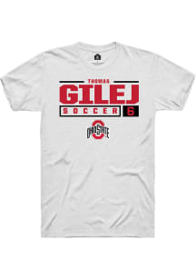 Thomas Gilej  Ohio State Buckeyes White Rally NIL Stacked Box Short Sleeve T Shirt