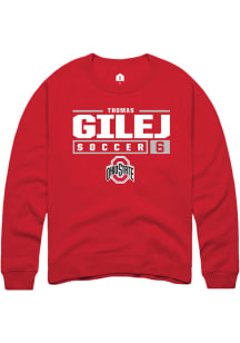 Thomas Gilej  Rally Ohio State Buckeyes Mens Red NIL Stacked Box Long Sleeve Crew Sweatshirt