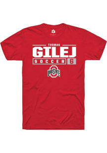 Thomas Gilej  Ohio State Buckeyes Red Rally NIL Stacked Box Short Sleeve T Shirt