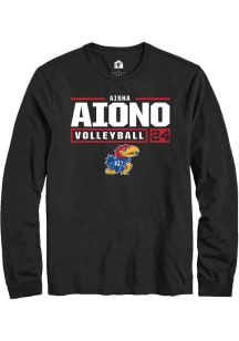 Aisha Aiono  Kansas Jayhawks Black Rally NIL Stacked Box Long Sleeve T Shirt