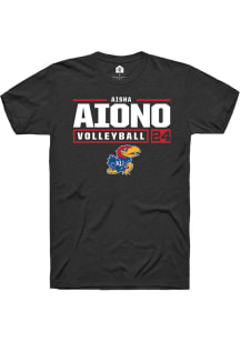 Aisha Aiono  Kansas Jayhawks Black Rally NIL Stacked Box Short Sleeve T Shirt