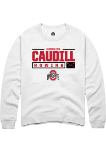Caroline Caudill  Rally Ohio State Buckeyes Mens White NIL Stacked Box Long Sleeve Crew Sweatshi..