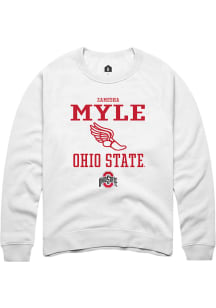 zamesha Myle  Rally Ohio State Buckeyes Mens White NIL Sport Icon Long Sleeve Crew Sweatshirt