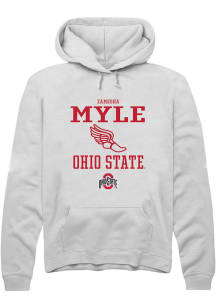 zamesha Myle  Rally Ohio State Buckeyes Mens White NIL Sport Icon Long Sleeve Hoodie