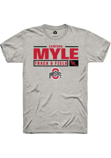 zamesha Myle  Ohio State Buckeyes Ash Rally NIL Stacked Box Short Sleeve T Shirt