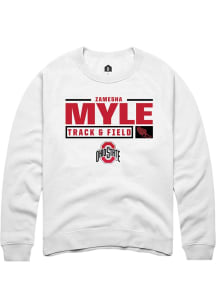 zamesha Myle  Rally Ohio State Buckeyes Mens White NIL Stacked Box Long Sleeve Crew Sweatshirt