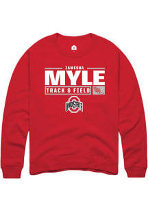 zamesha Myle  Rally Ohio State Buckeyes Mens Red NIL Stacked Box Long Sleeve Crew Sweatshirt