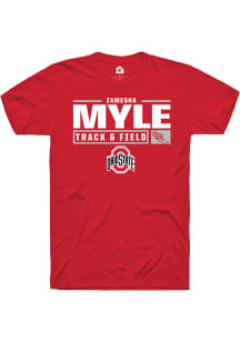 zamesha Myle  Ohio State Buckeyes Red Rally NIL Stacked Box Short Sleeve T Shirt