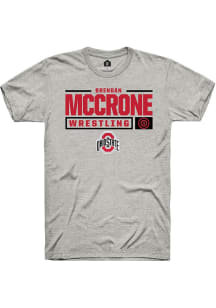 Brendan McCrone  Ohio State Buckeyes Ash Rally NIL Stacked Box Short Sleeve T Shirt