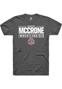 Brendan McCrone  Ohio State Buckeyes Dark Grey Rally NIL Stacked Box Short Sleeve T Shirt