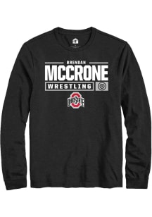 Brendan McCrone  Ohio State Buckeyes Black Rally NIL Stacked Box Long Sleeve T Shirt