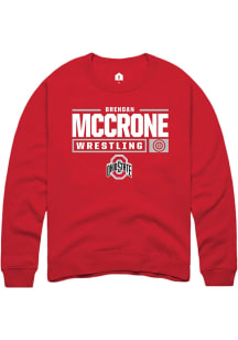 Brendan McCrone  Rally Ohio State Buckeyes Mens Red NIL Stacked Box Long Sleeve Crew Sweatshirt