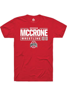 Brendan McCrone  Ohio State Buckeyes Red Rally NIL Stacked Box Short Sleeve T Shirt