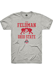 Nick Feldman  Ohio State Buckeyes Ash Rally NIL Sport Icon Short Sleeve T Shirt